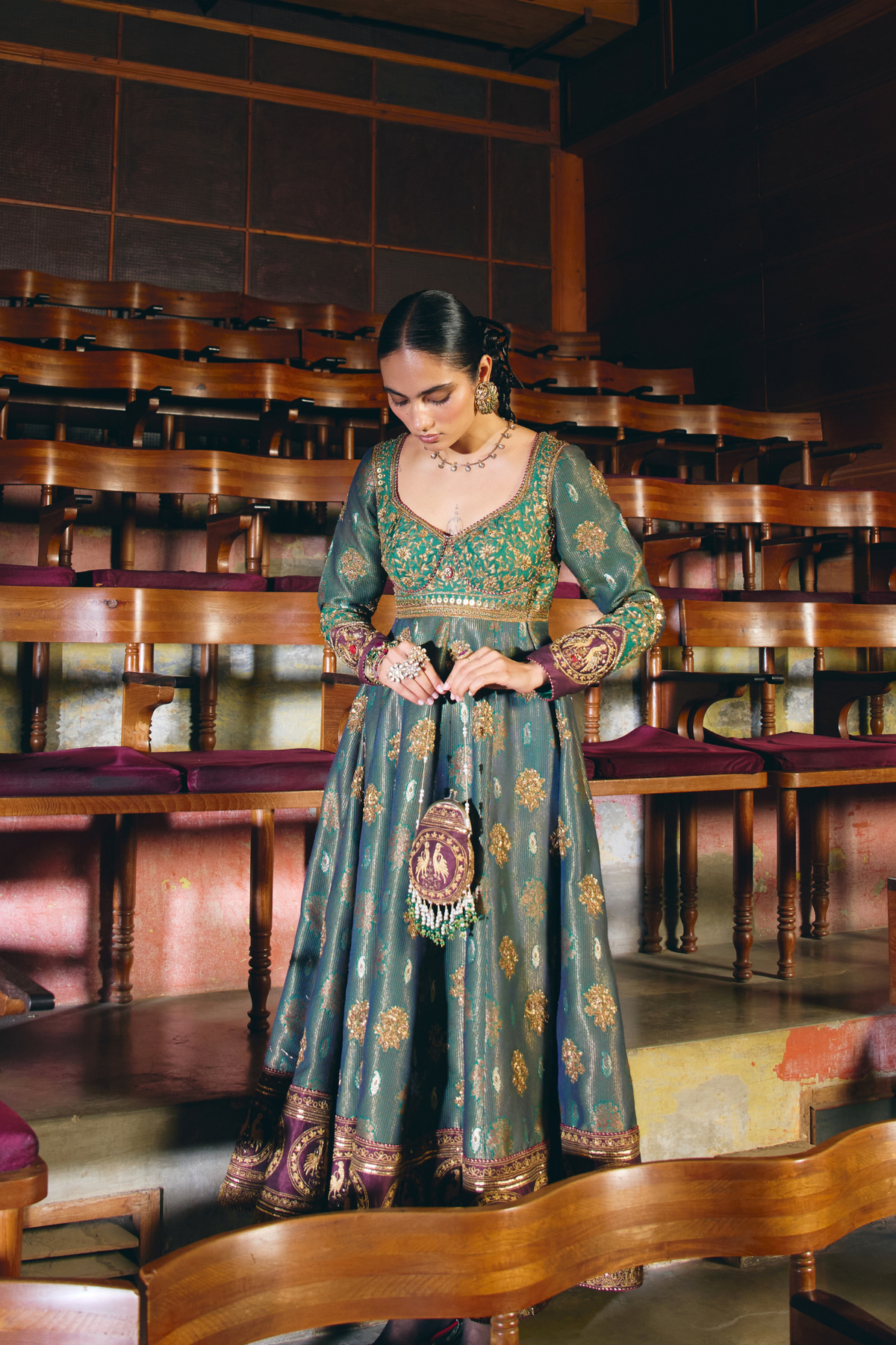 Mādhurya Līlā teal anarkali set