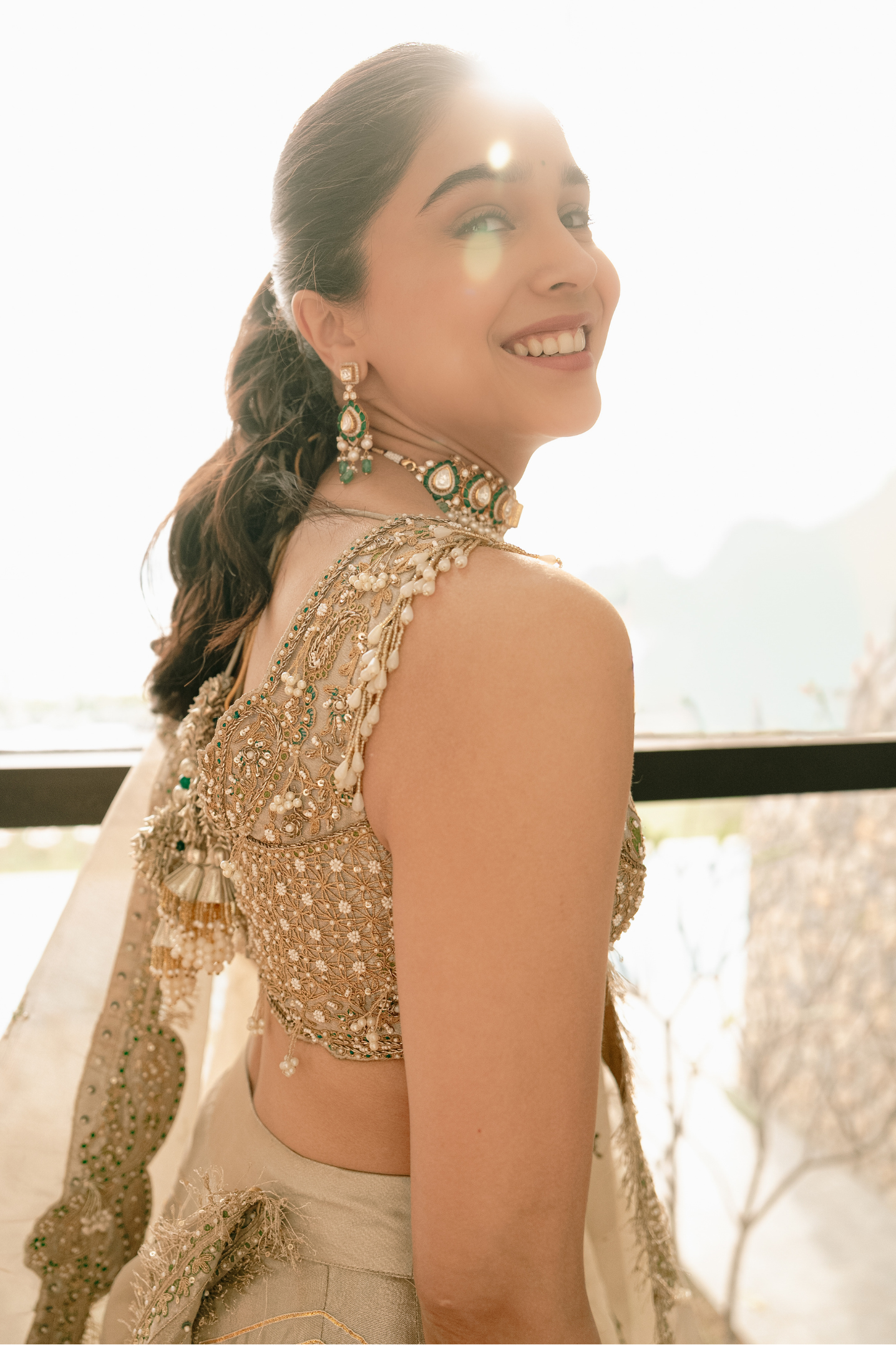 Sharwari Wagh in our Pearl gold silk zari tissue lehnga set