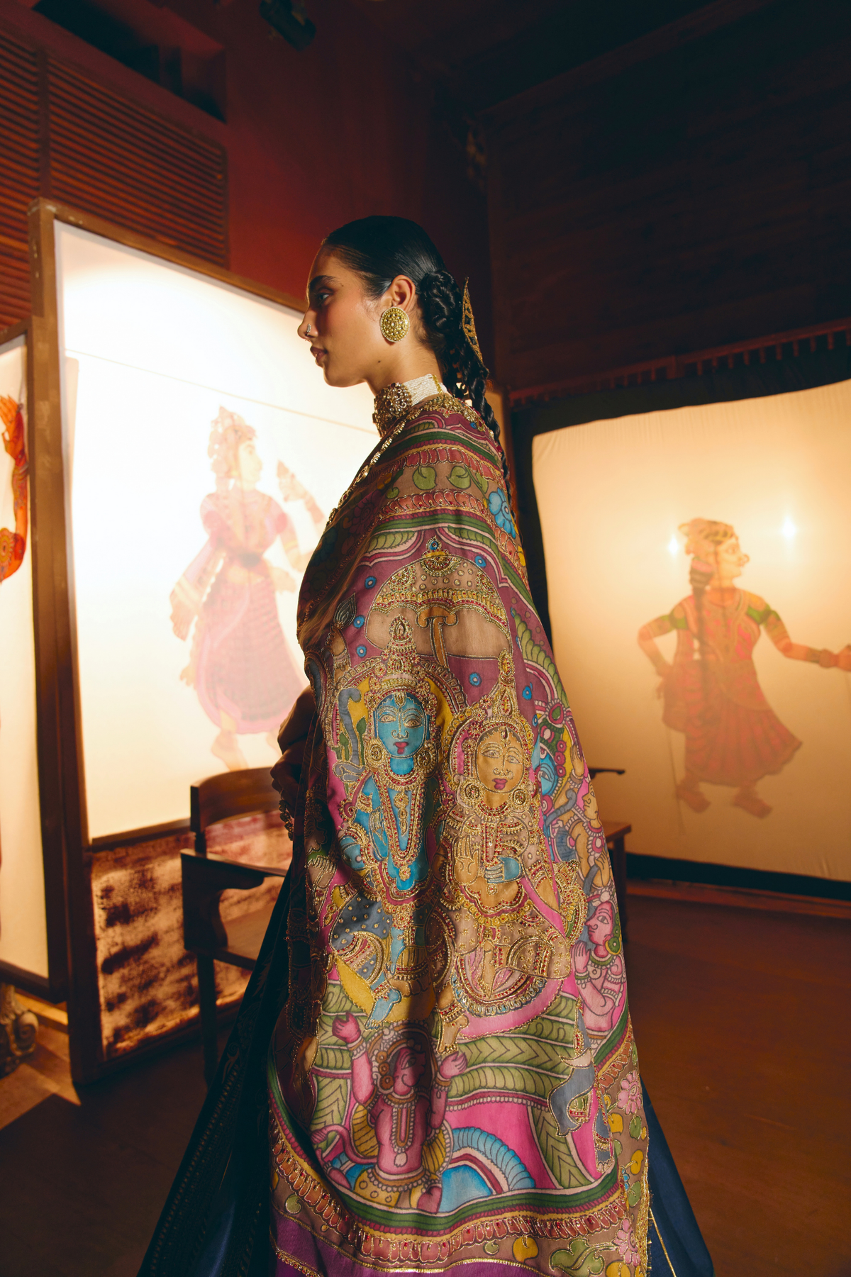 Dharma Deep Blue Paisley Lehenga With Kalamkari Duppata Set