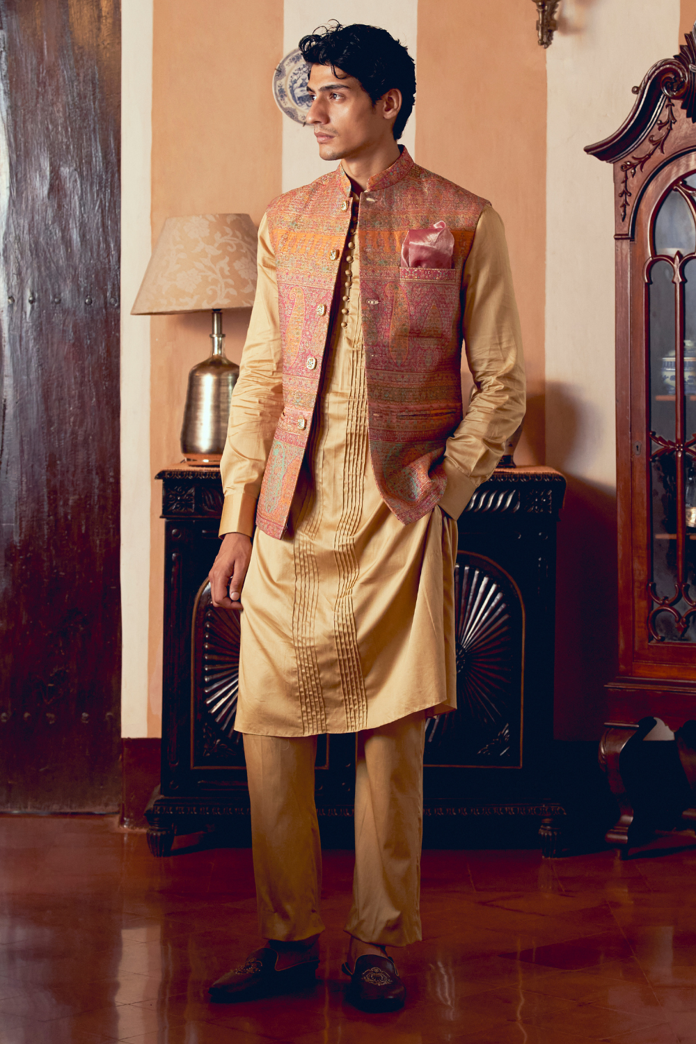 Multicolored Banarasi Jamawar men's jacket