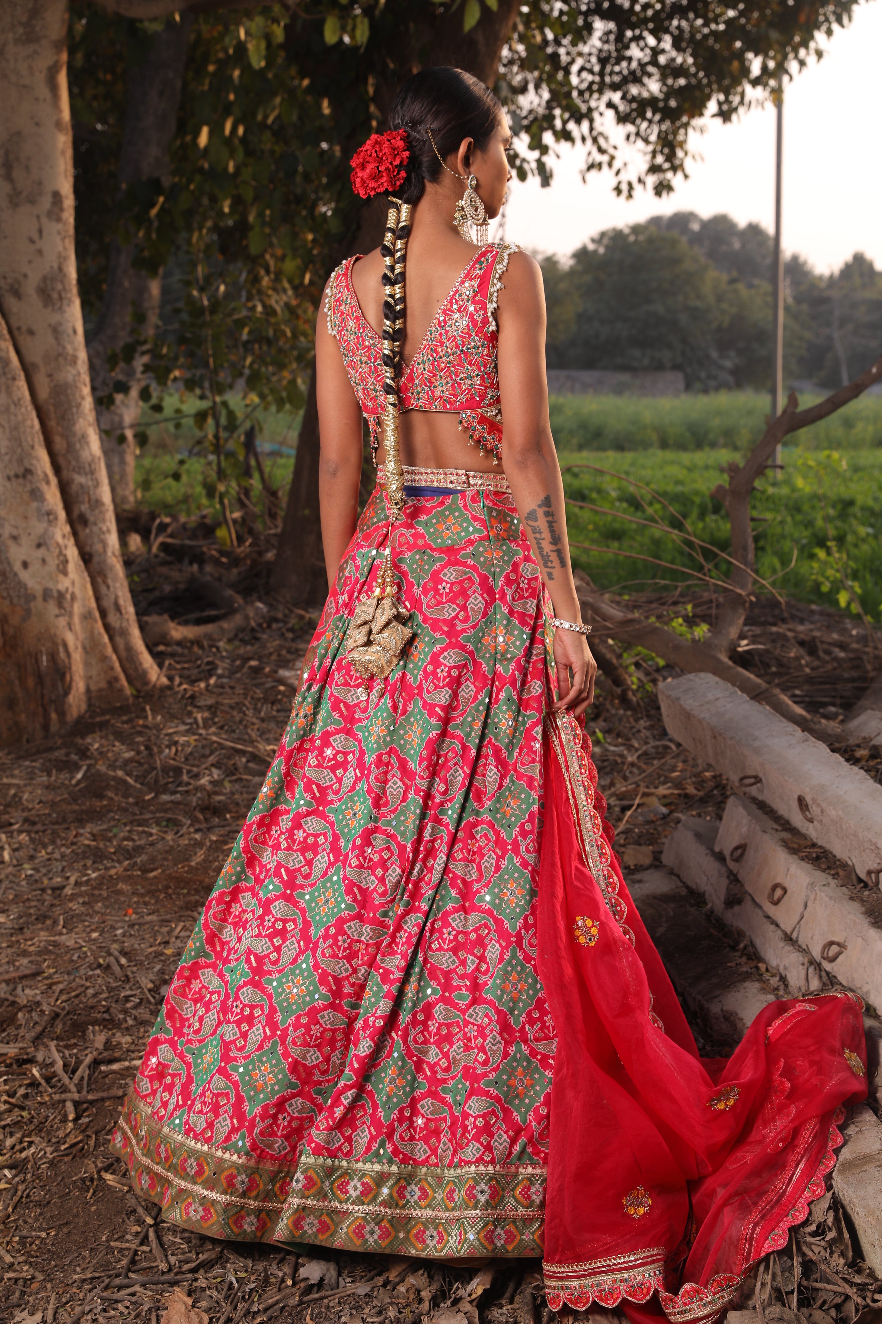 Women's Light Coral Banarasi Lehenga 