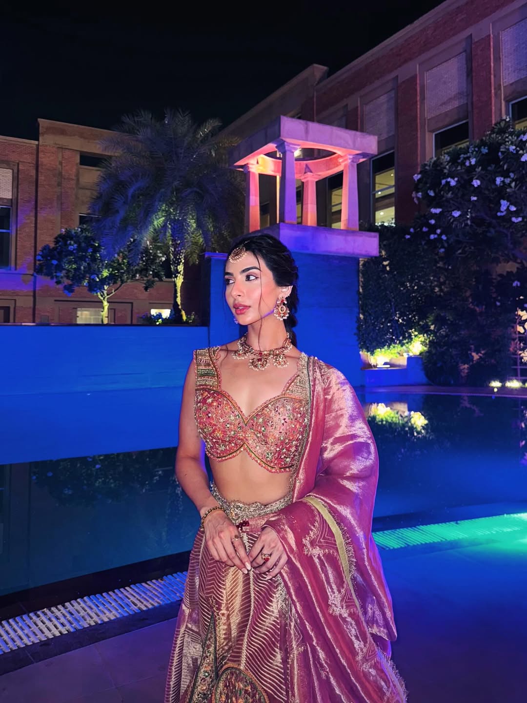 Laila Faisall in our Pink silk zari tissue lehnga set