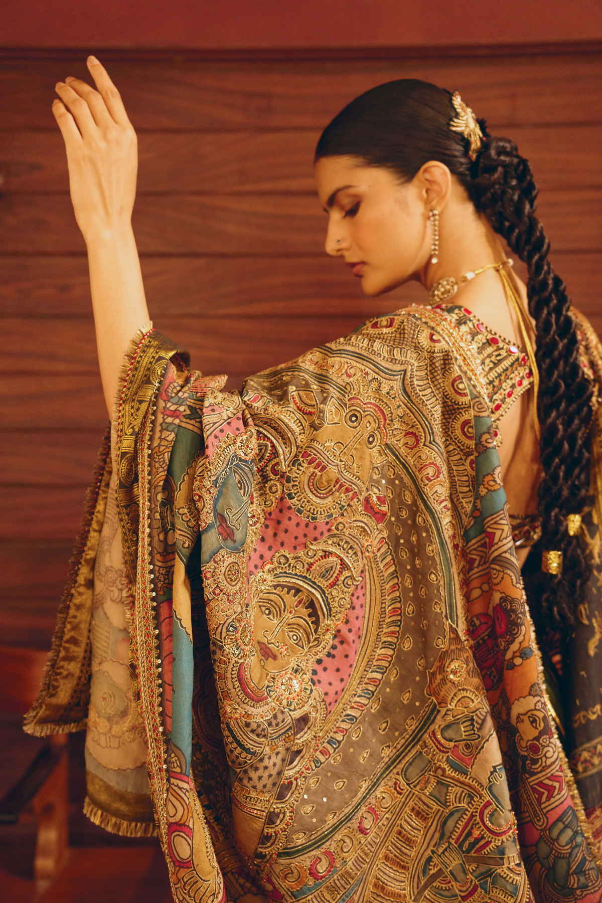 Mangalam Emerald Green Paisley Lehenga With Kalamkari Duppata Set