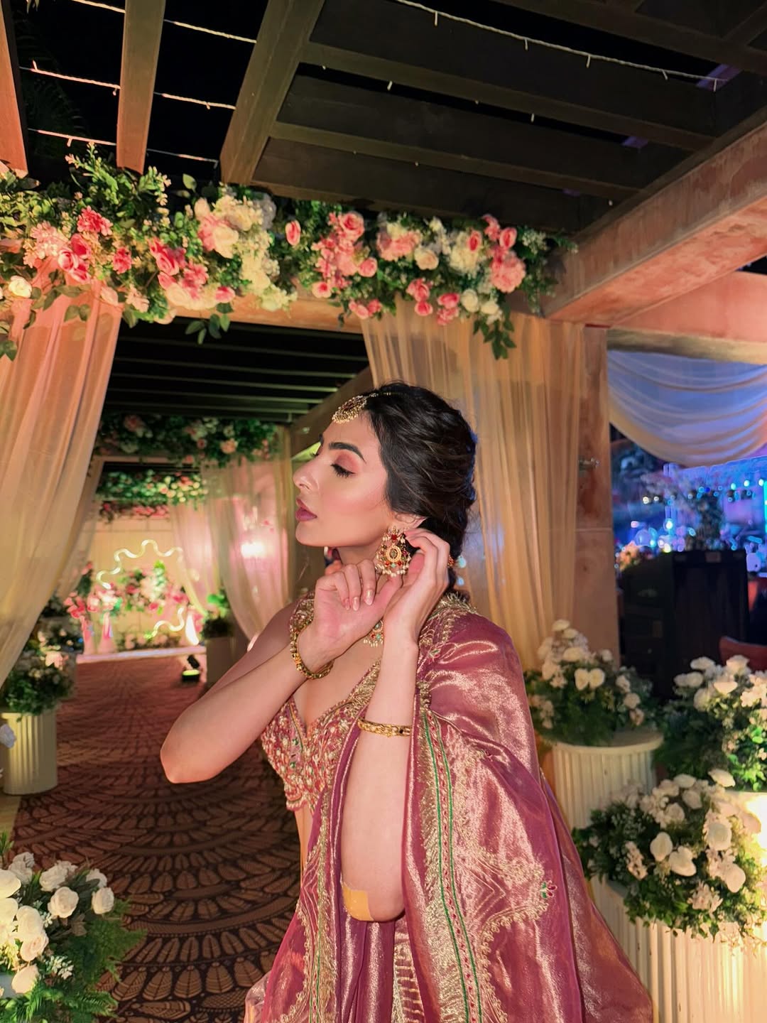 Laila Faisall in our Pink silk zari tissue lehnga set