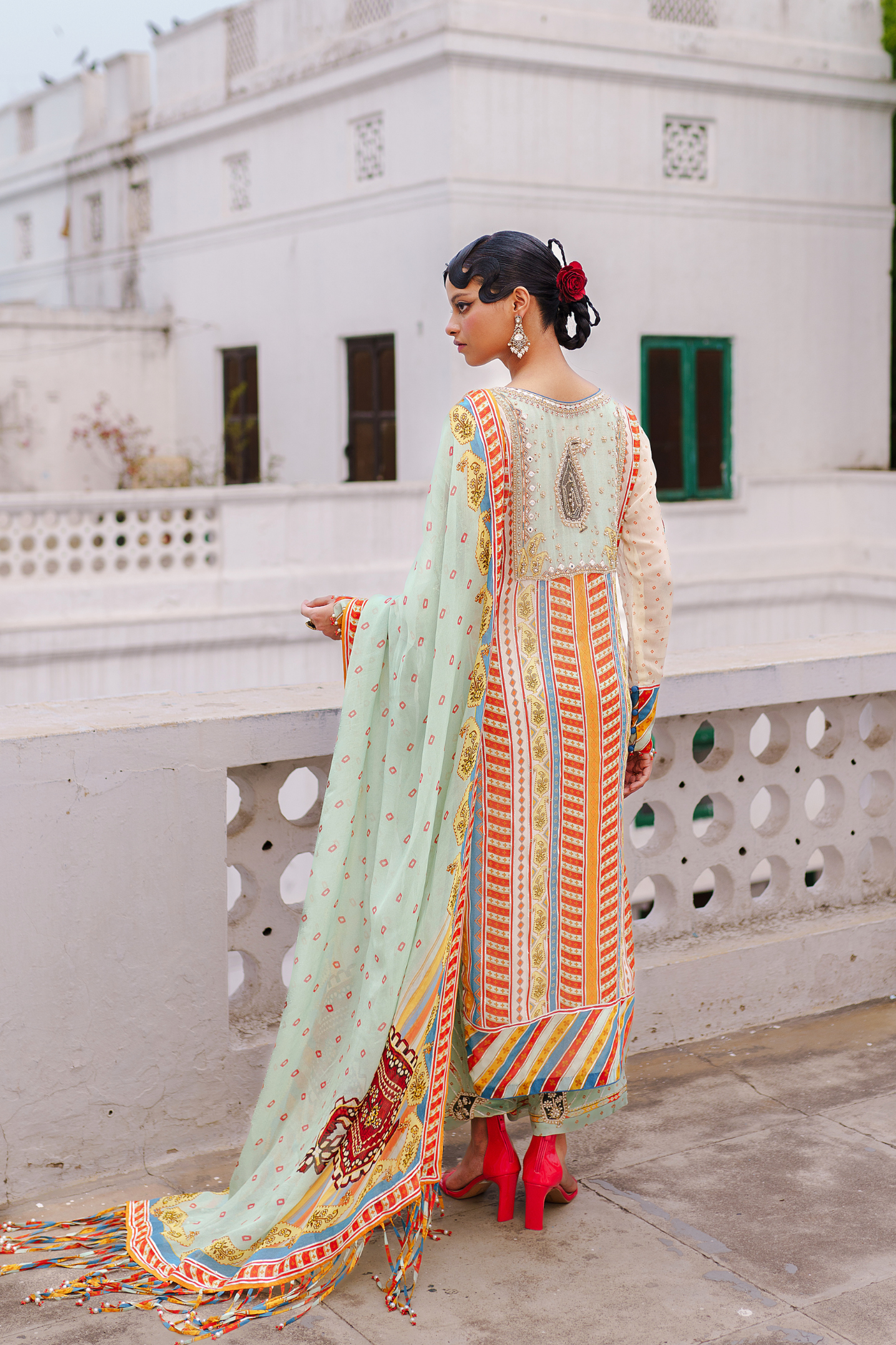Pista green straight suit with pant set