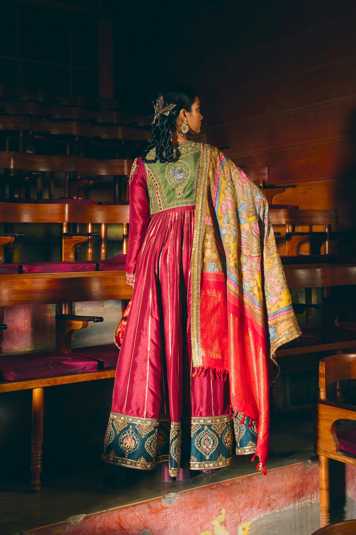 Samarpana red anarkali jacket set