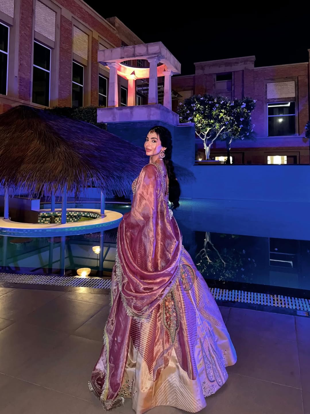 Laila Faisall in our Pink silk zari tissue lehnga set