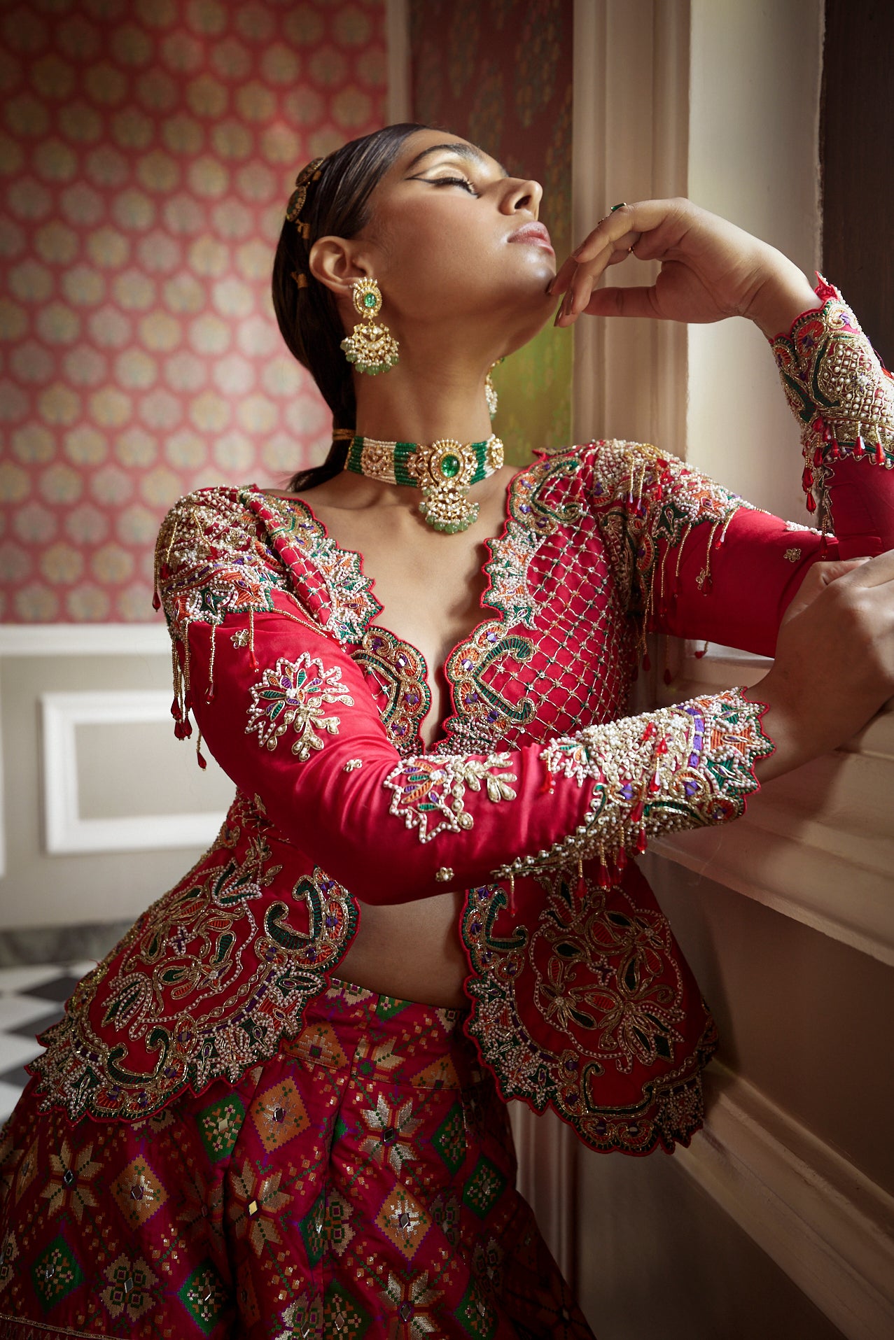 Fully embroidered lehenga set in linen silk base that is topped with a –  samantchauhan