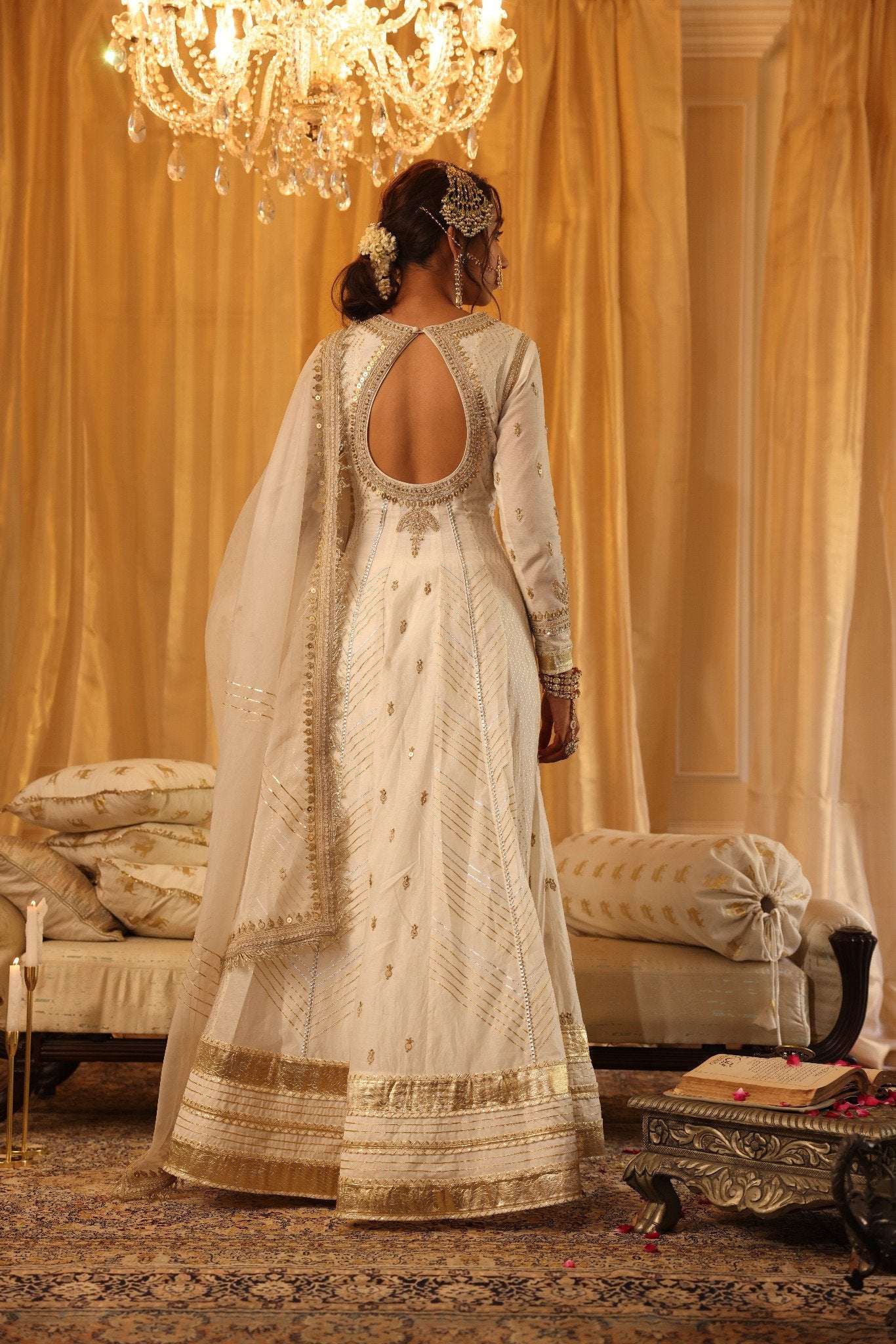 Ivory Chanderi Silk Anarkali Set