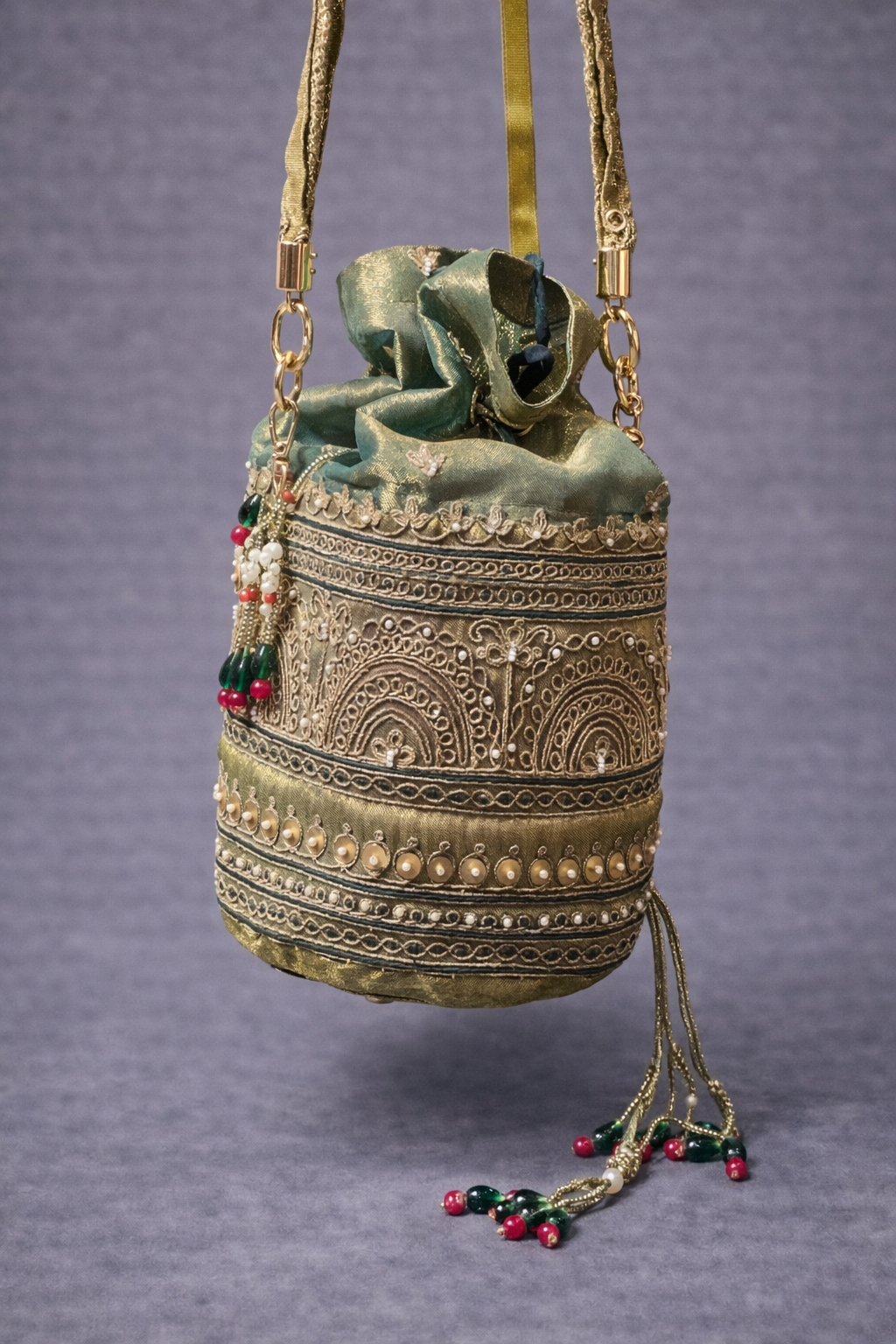 Emerald green potli bag