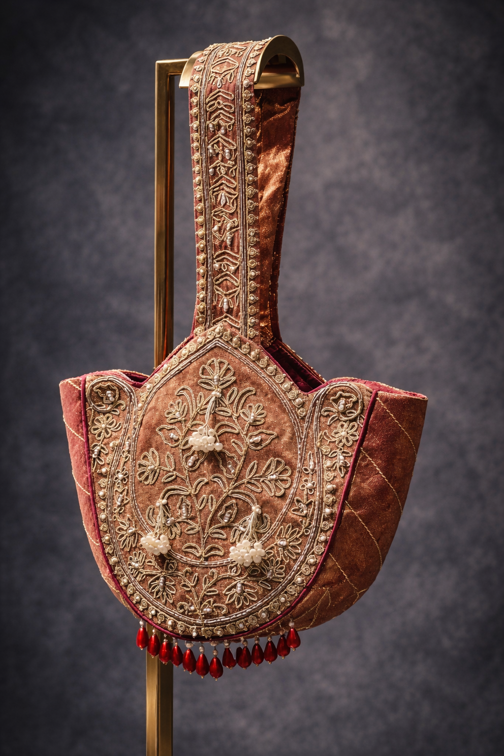 Pink Silk Zari Tissue bag