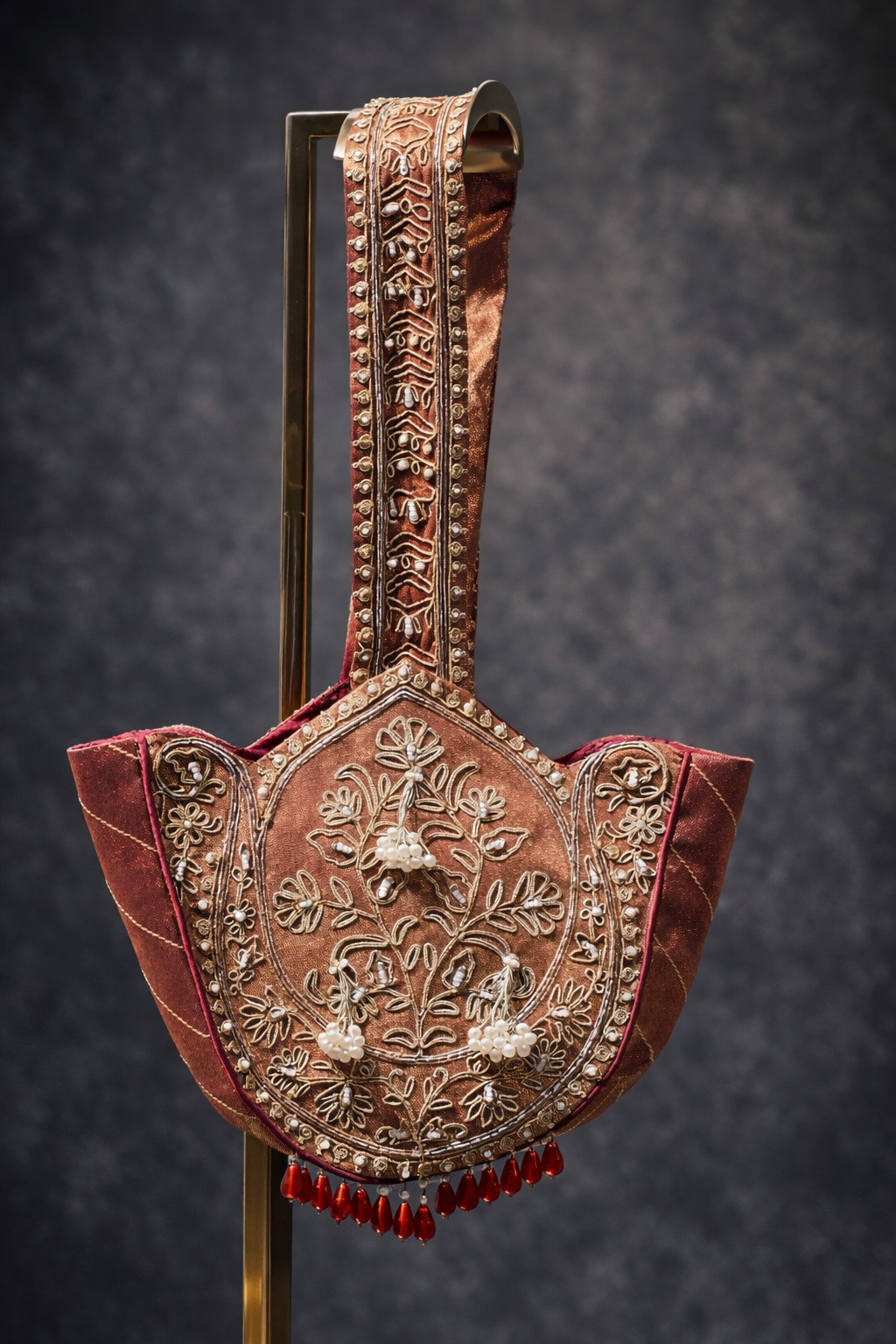 Pink Silk Zari Tissue bag