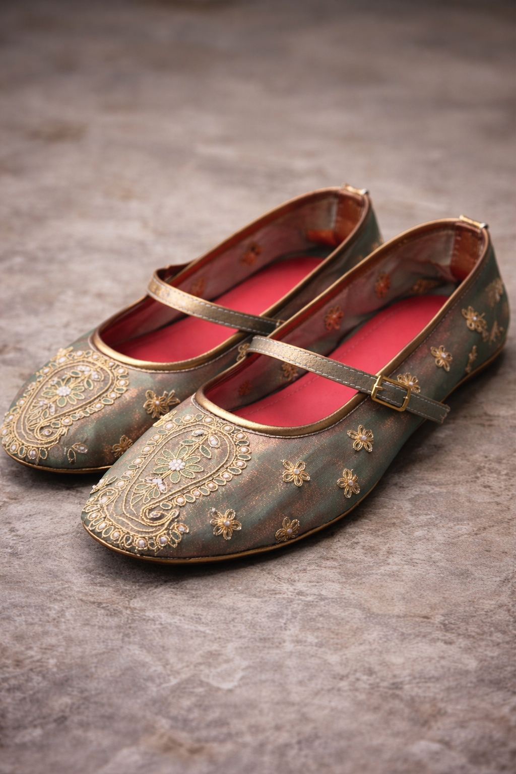 Emerald Green Tissue Ballerina Flats