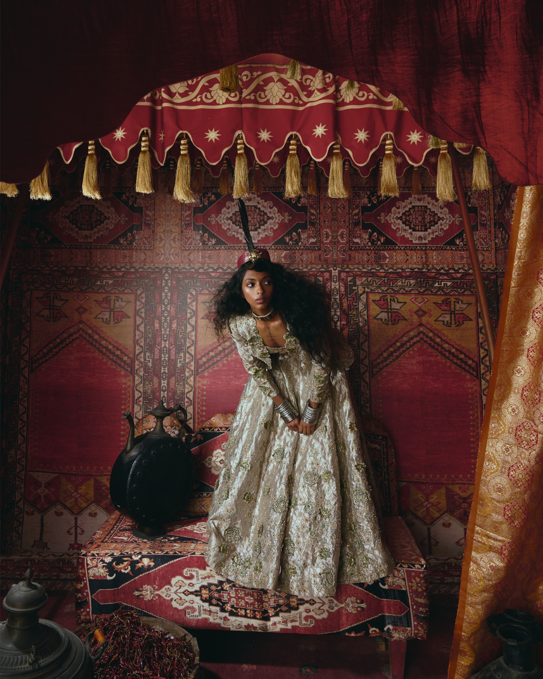 Pearl Gold 3D Flower Lehenga Set