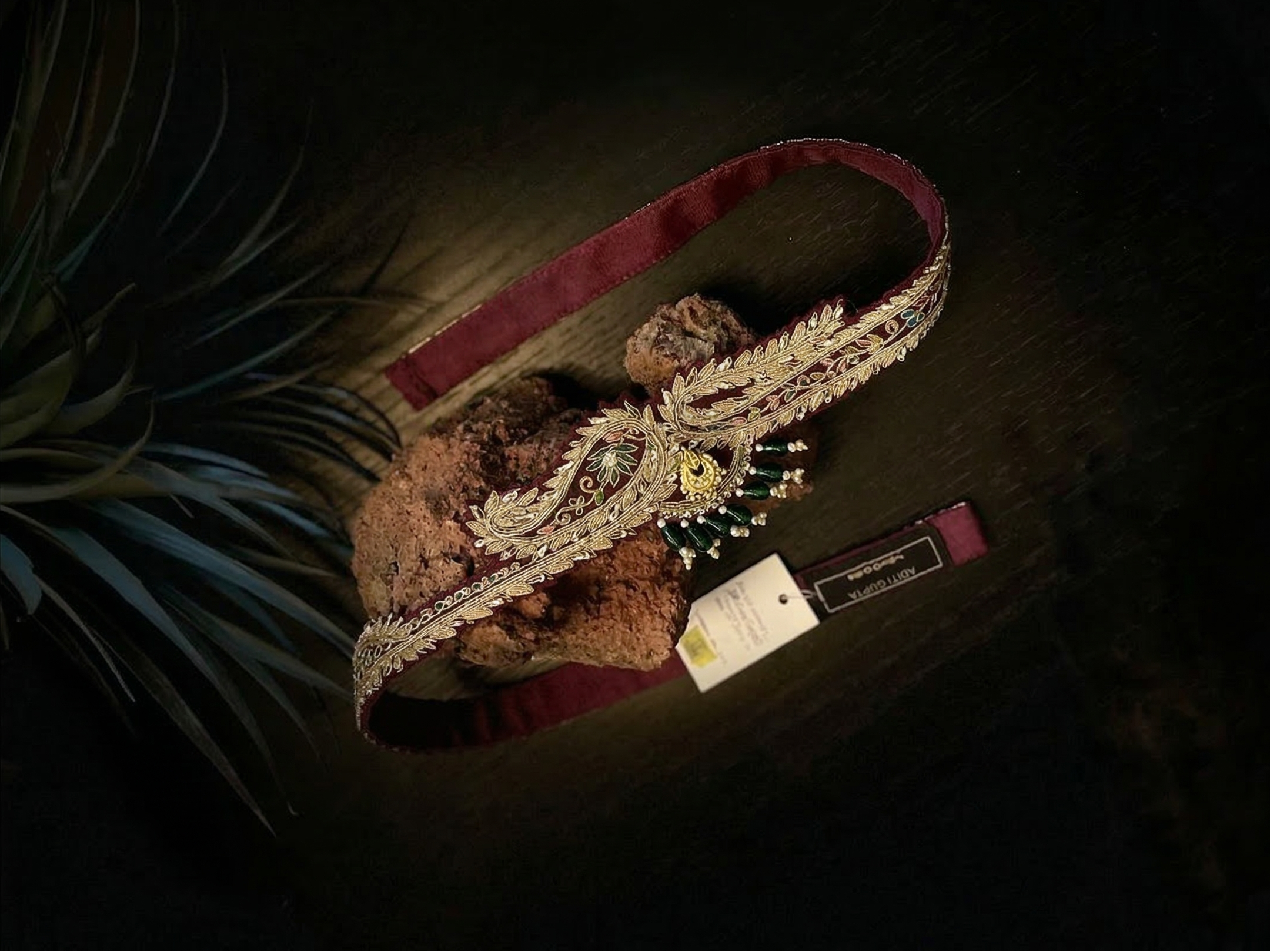 Embroidered Maroon waist belt