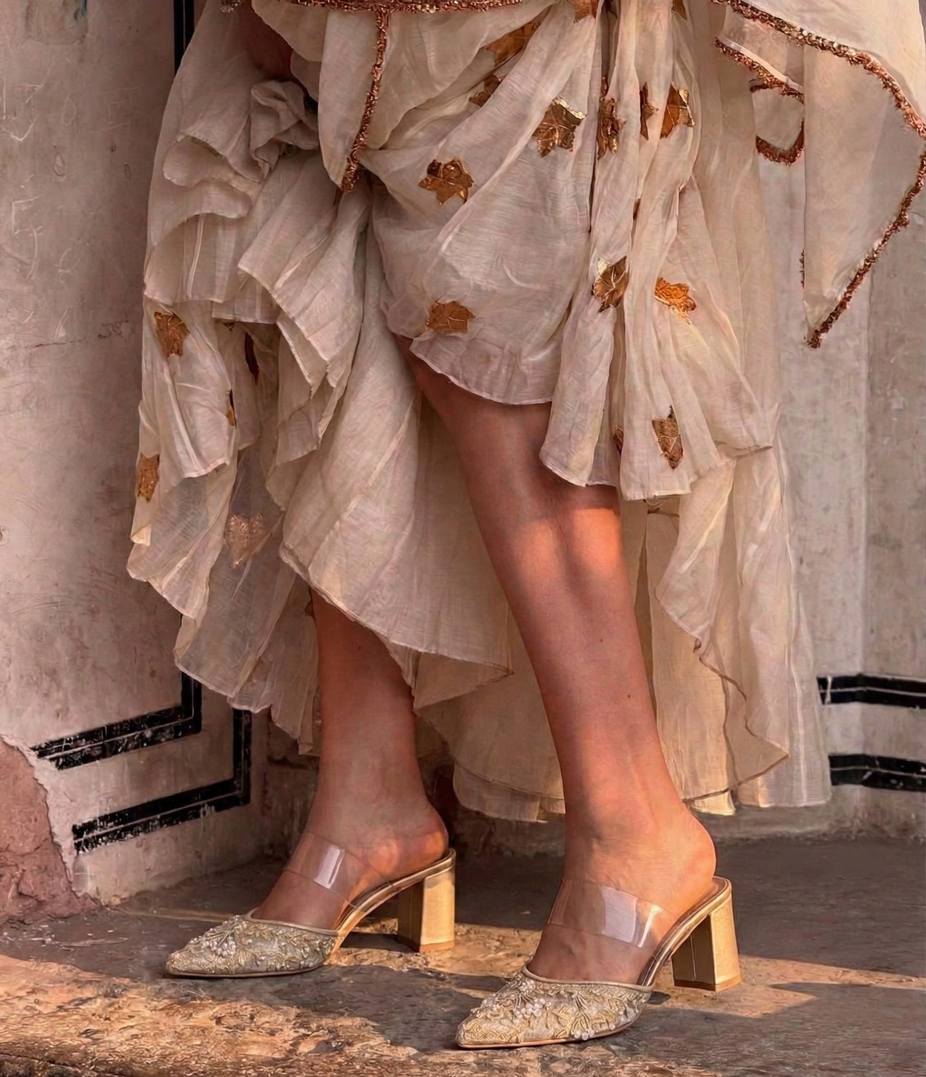 Pearl Gold Tissue Stilettos