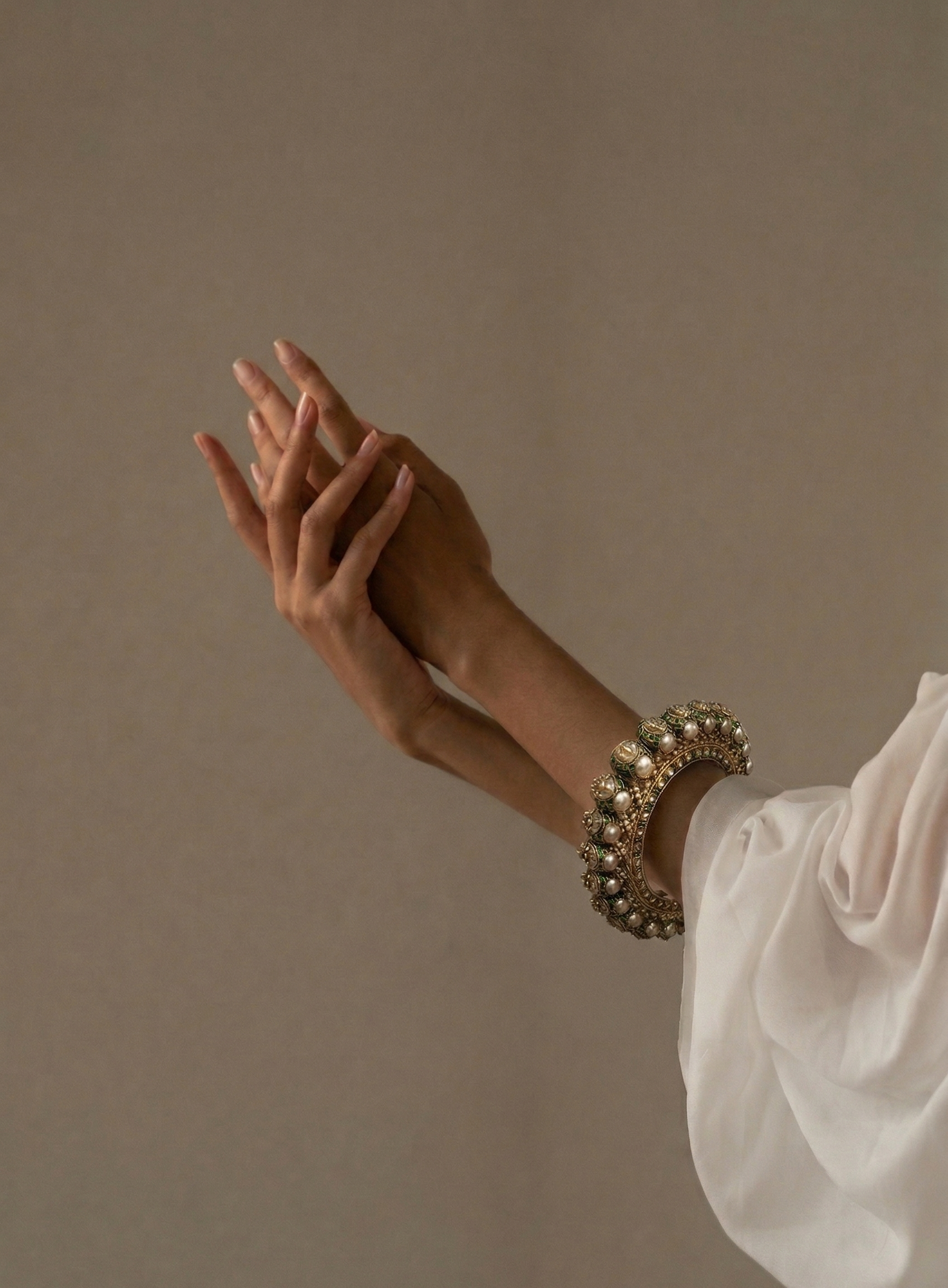 Emerald & Pearl Royal Heritage Bangle