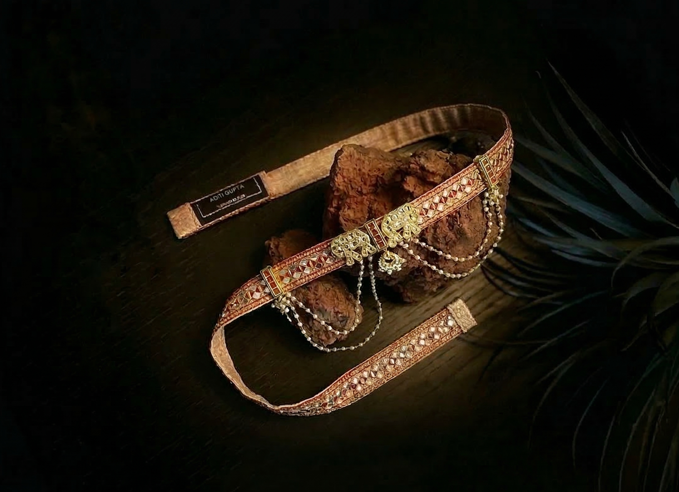 Gold toned kundan waist belt