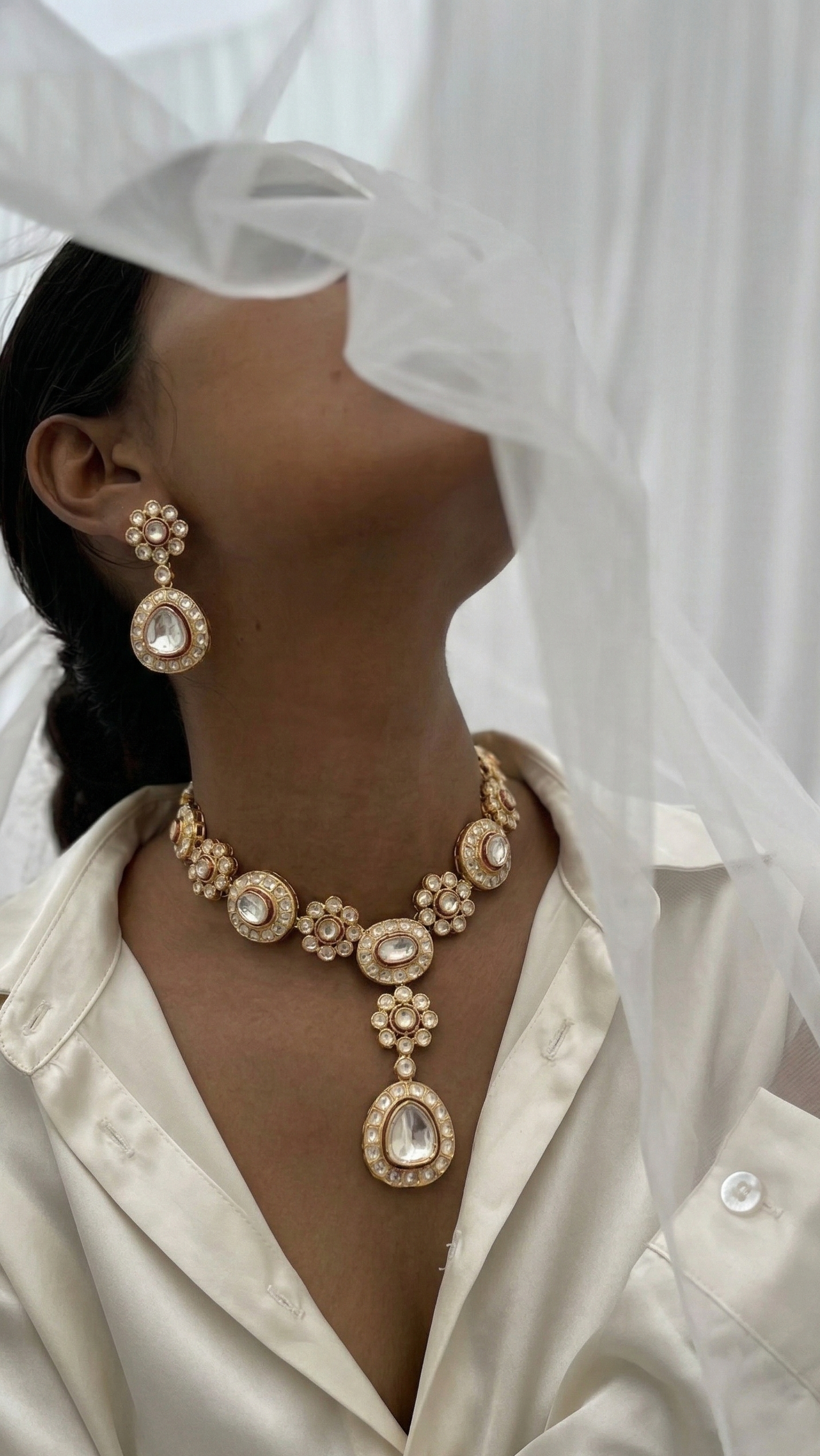 Classic Polki Diamond Necklace Set