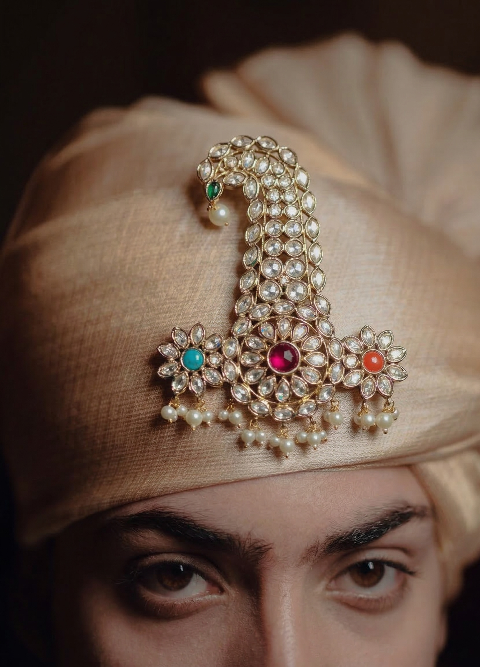 Royal Floral Turban / Pocket Pin