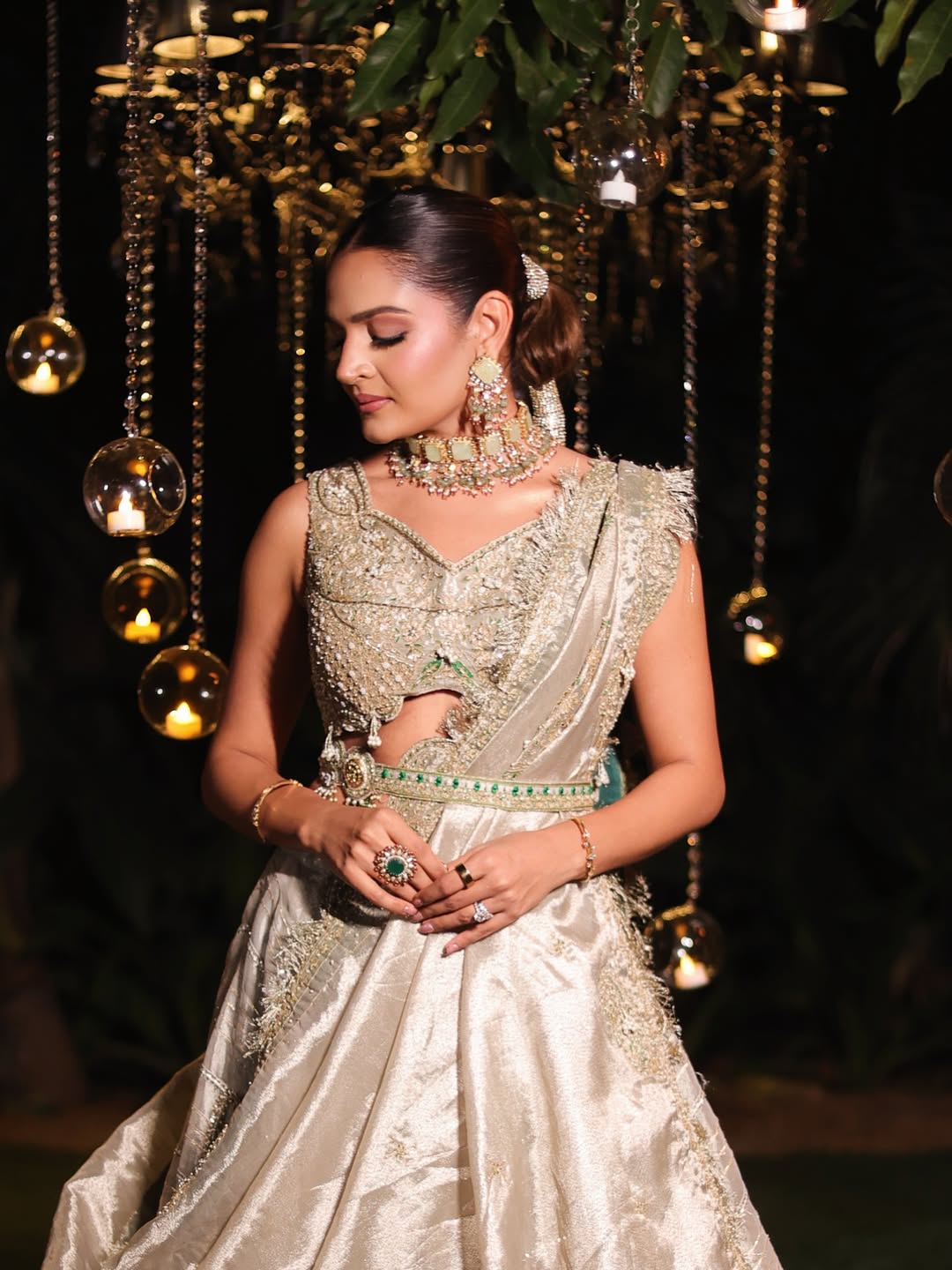 Supriya Nagpal in our Pearl gold silk zari tissue lehnga set
