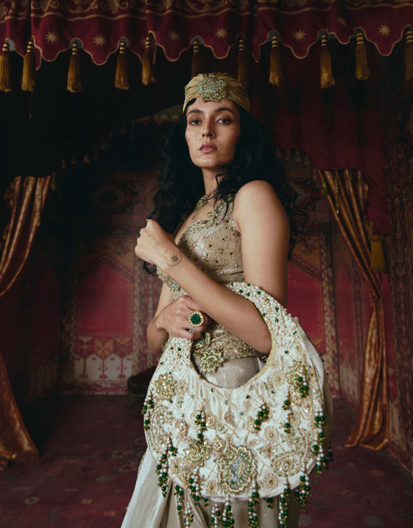 Ivory 3D Embellished Bag