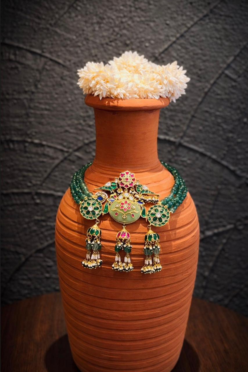 Emerald Meenakari Heritage Necklace