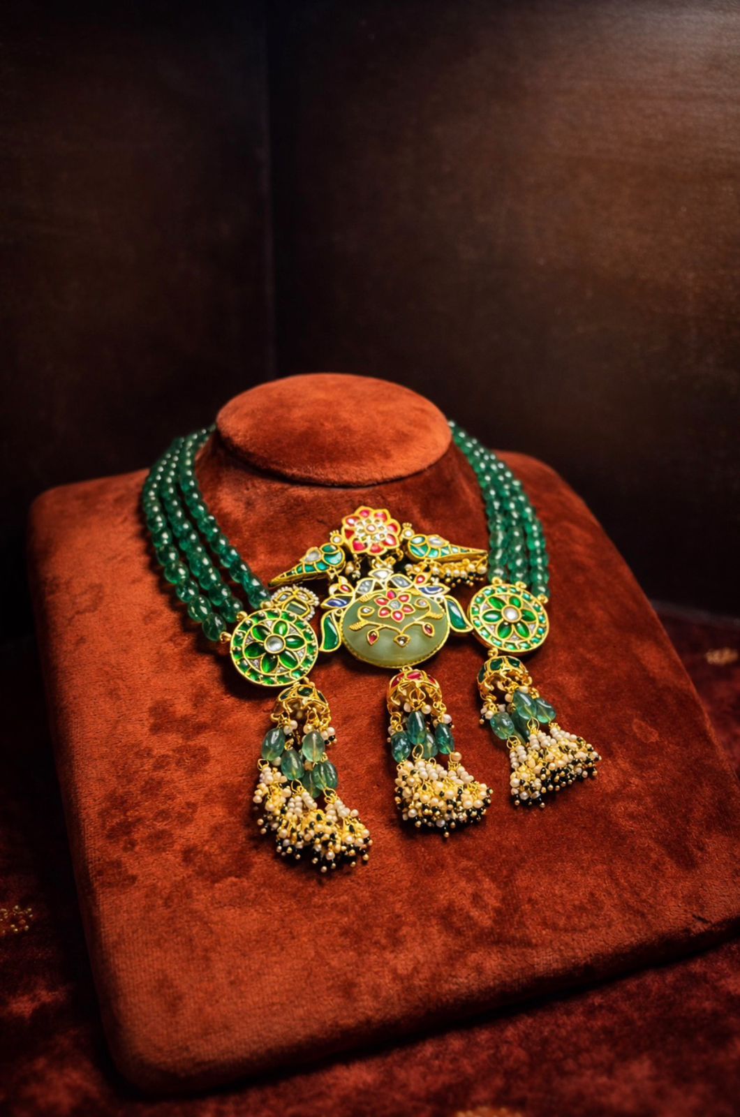 Emerald Meenakari Heritage Necklace