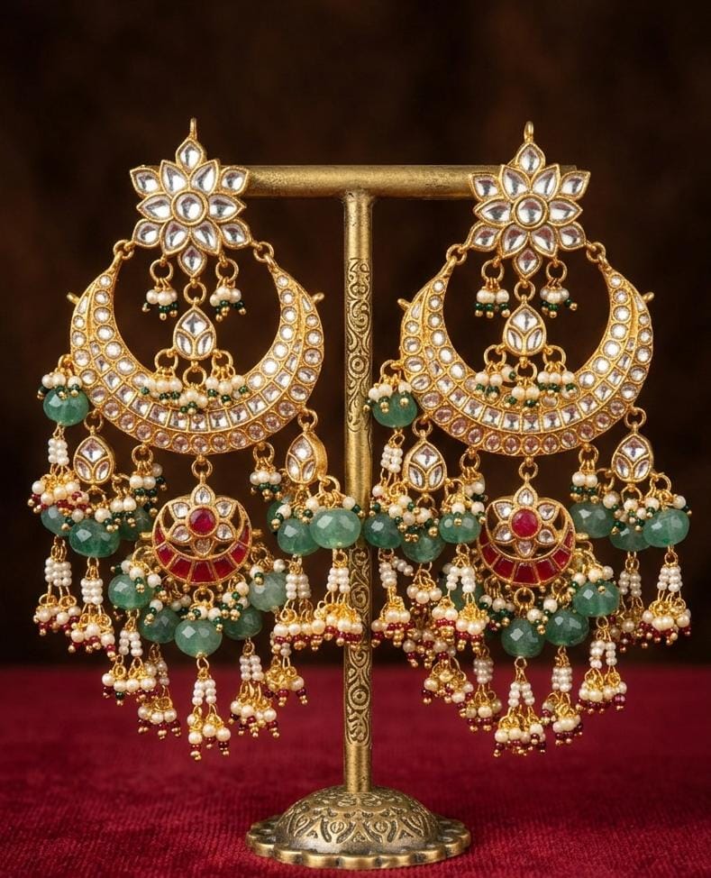 Meenakari Chandbali Polki