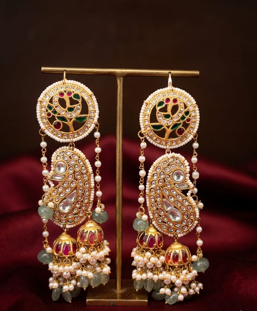 Regal Kundan & Pearl Statement Earrings