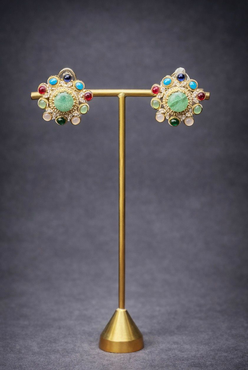 Multicolor Gemstone Statement Studs