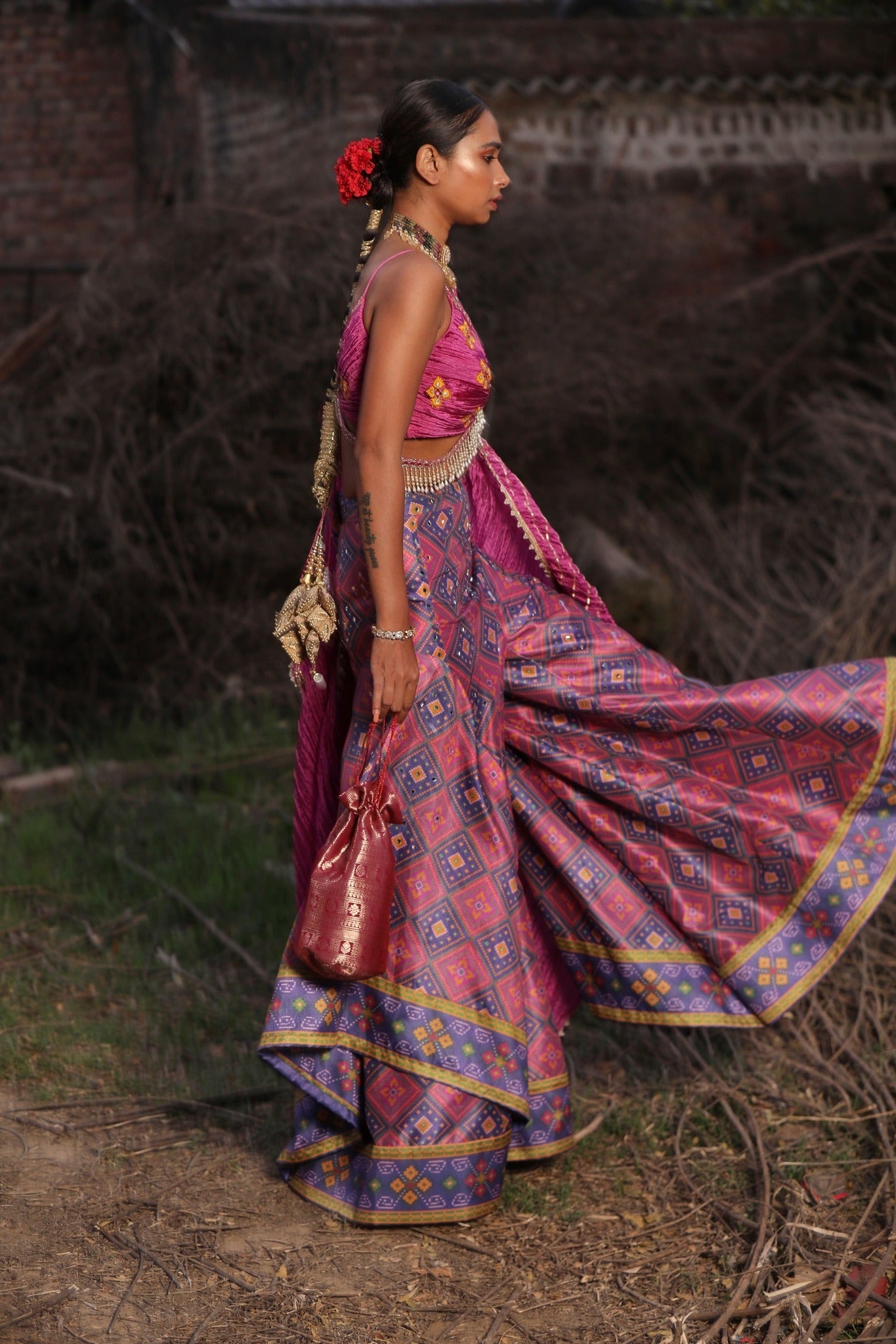 Women's Designer Hot Pink Sharara Set sideview