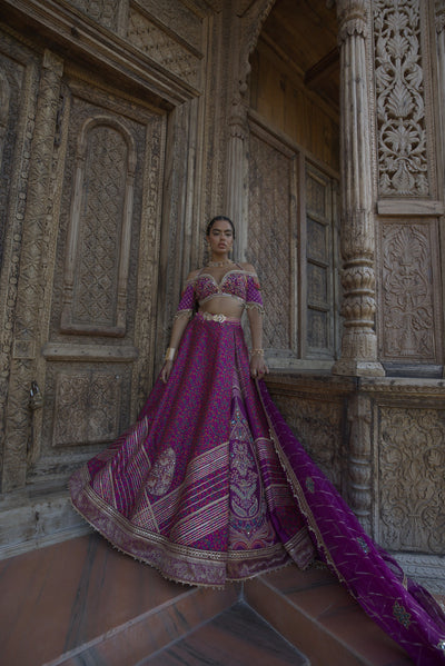 Dark Blue Jamawar Lehnga set