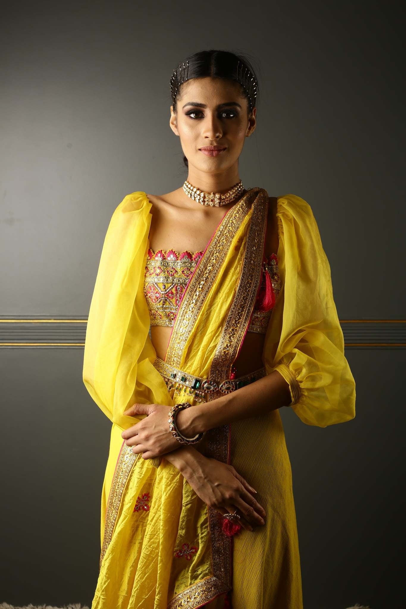 Women's Mustard Yellow Embroidered Sharara Set