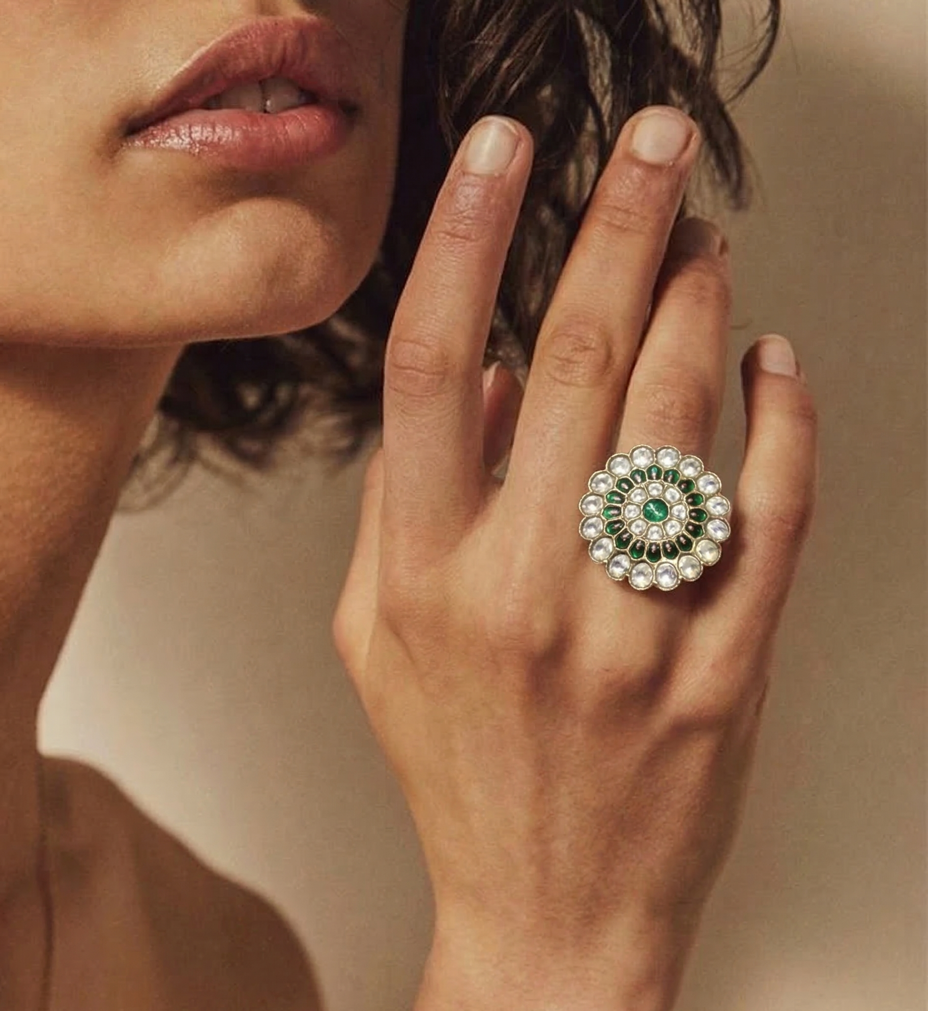 Emerald Bloom Statement Ring