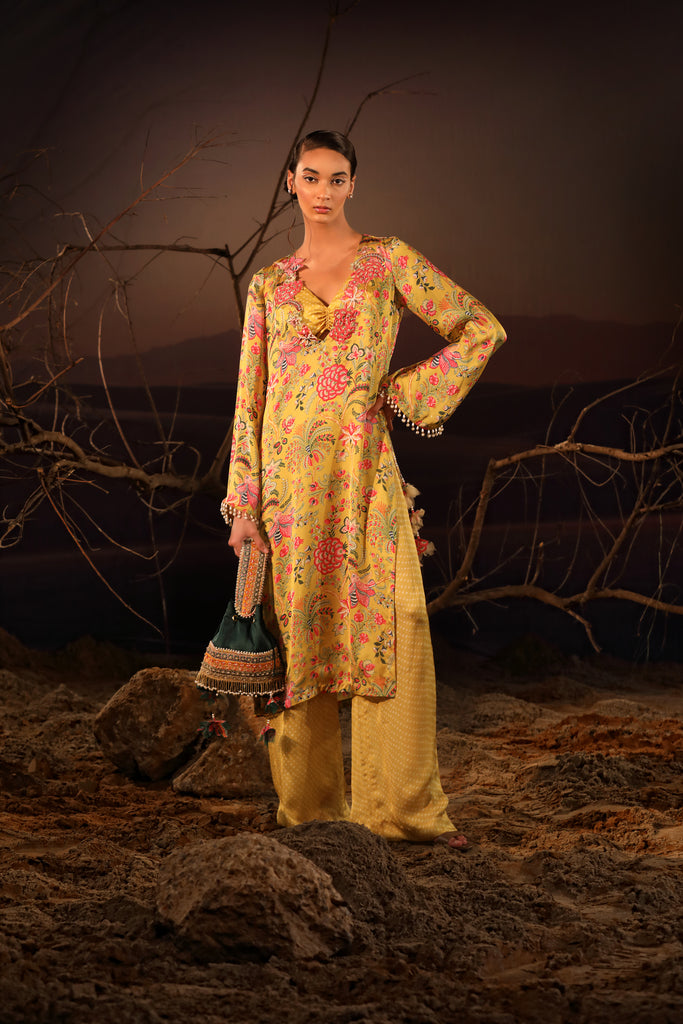 Buy Women's Mustard Floral Kurta Set