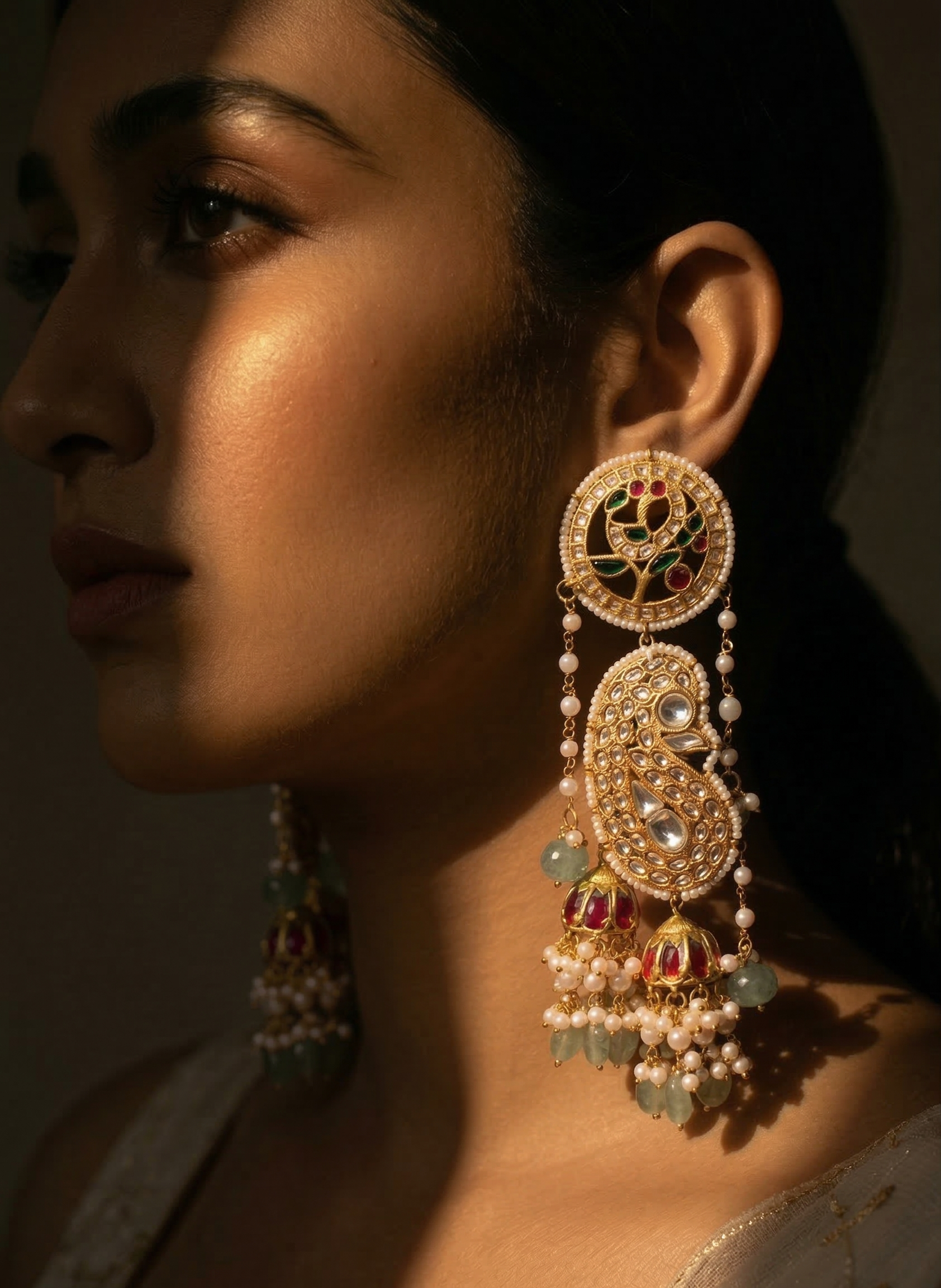 Regal Kundan & Pearl Statement Earrings