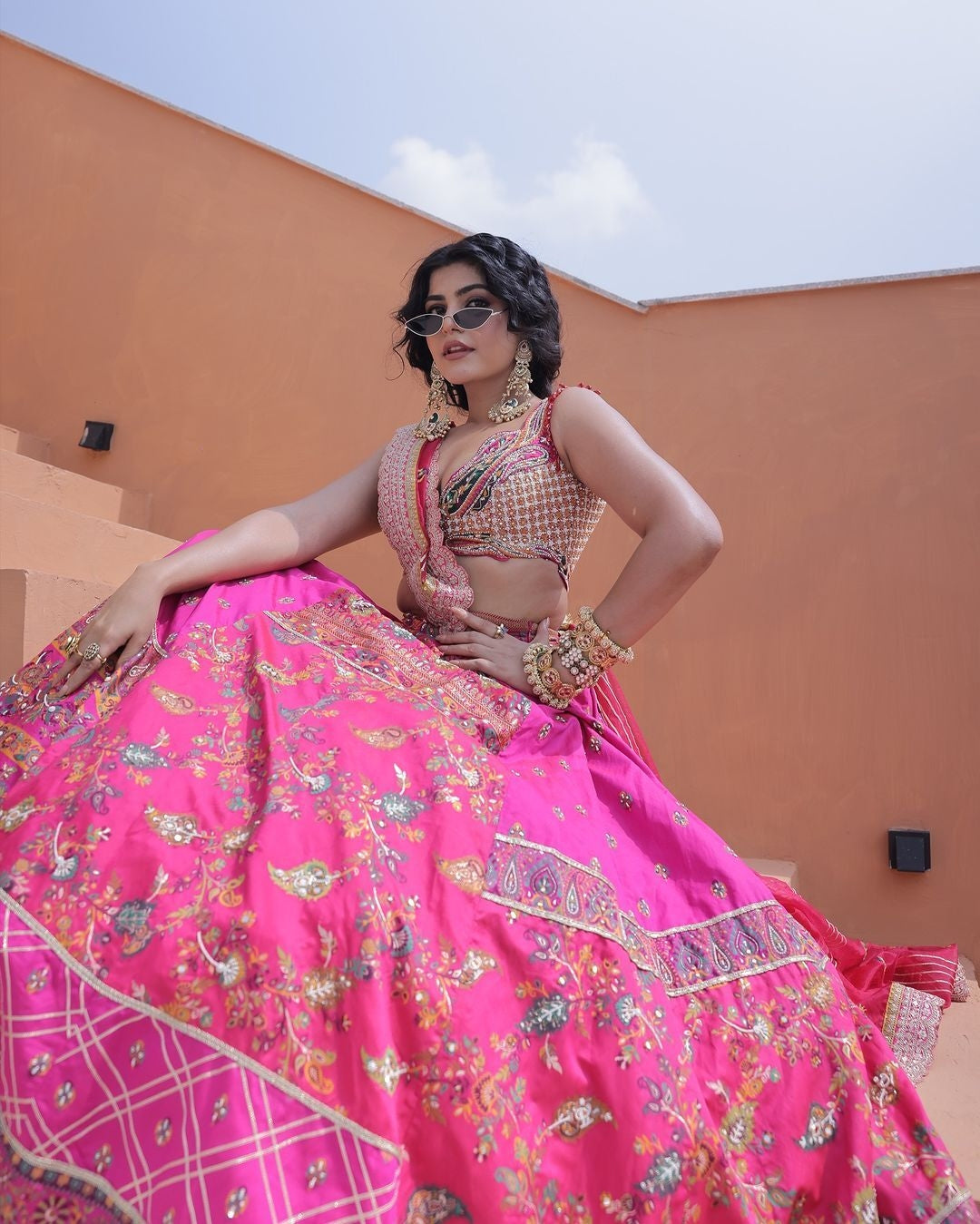 Kritika Khurana in our Hot pink jacquard silk banarasi lehenga set