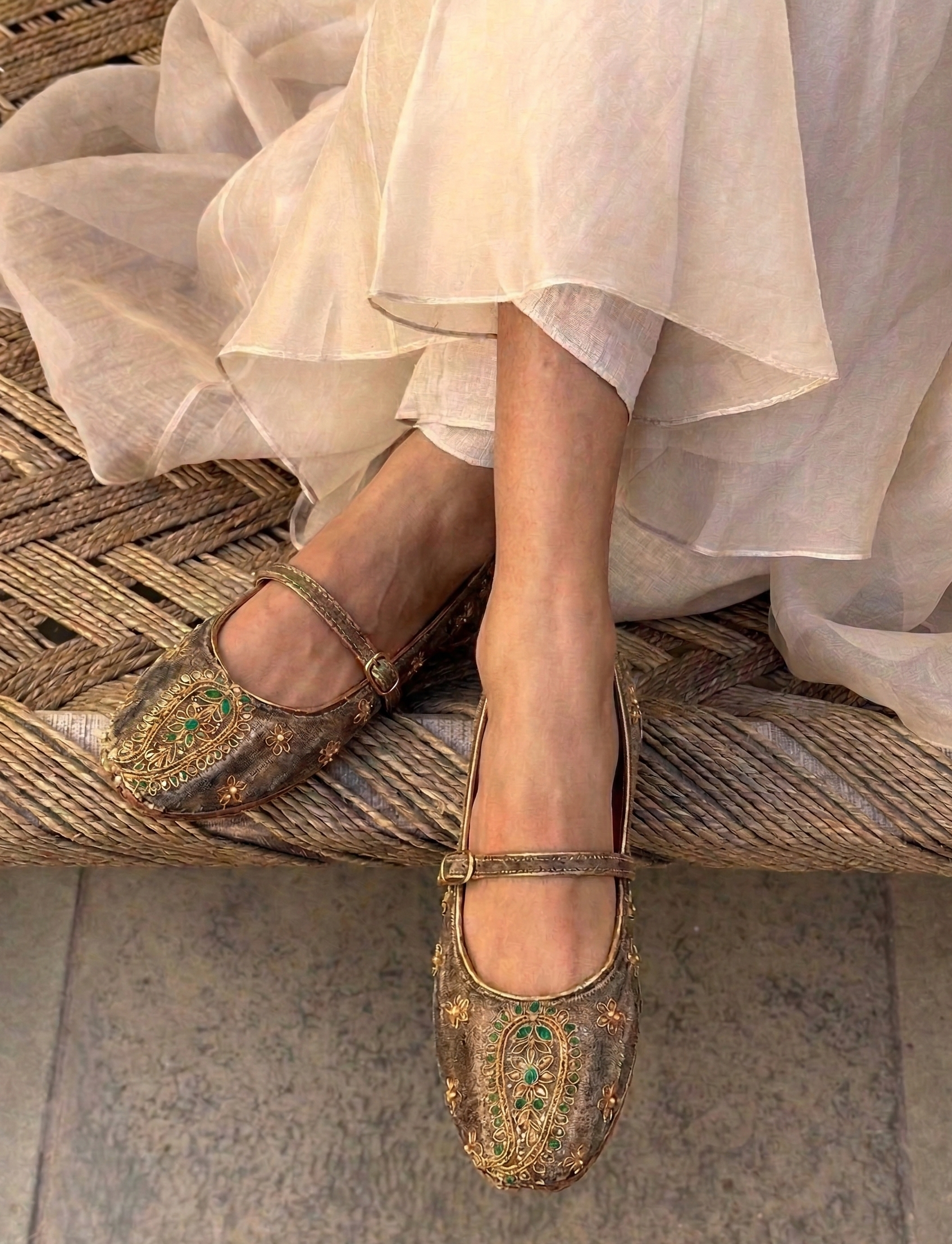 Emerald Green Tissue Ballerina Flats