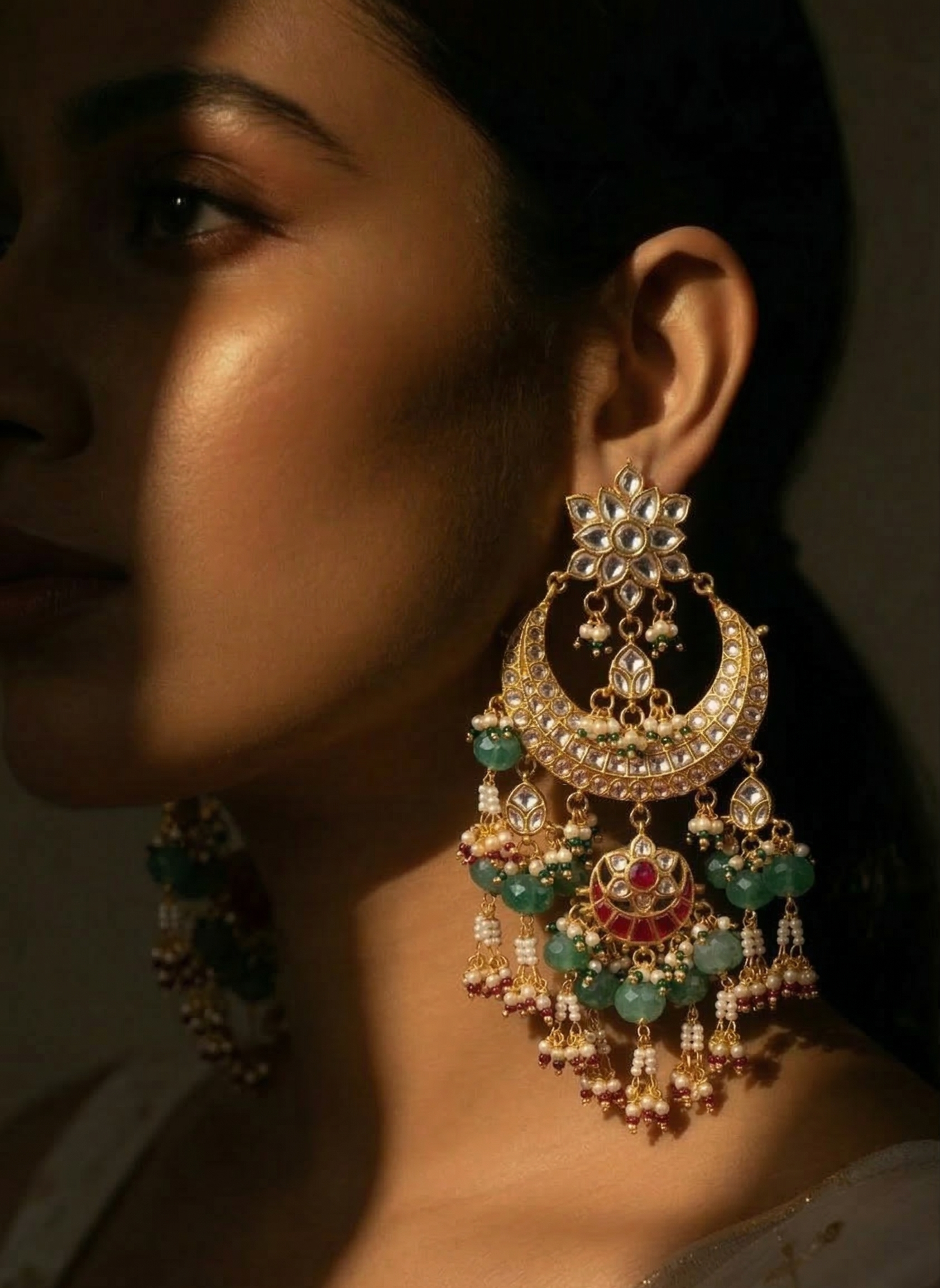 Meenakari Chandbali Polki